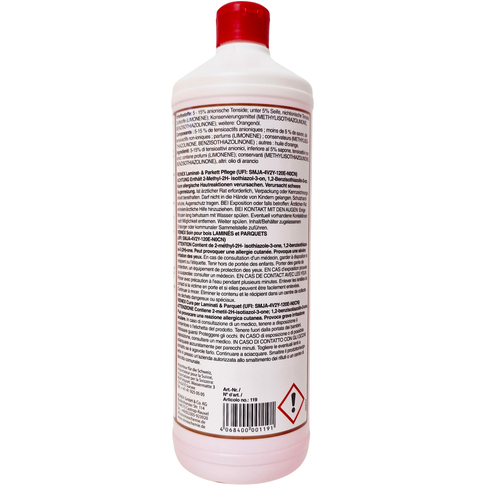 Reinex Laminat- und Parkettpflege 1 Liter, Konzentrat mit Orangen&ouml;l image number 2