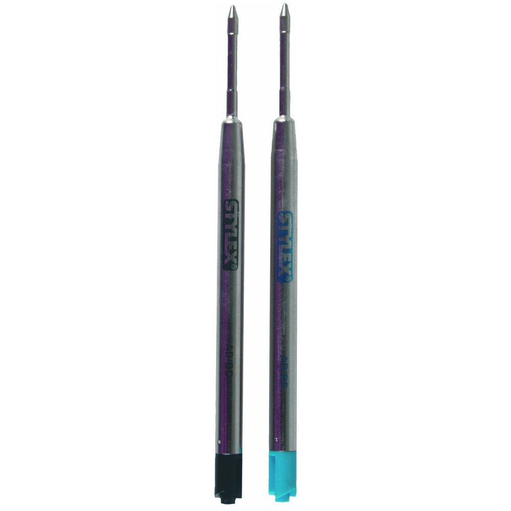 Großraumminen für Kugelschreiber, 2 Stück, blau, schwarz