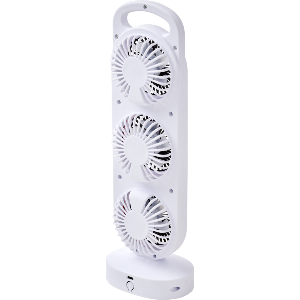 Wiederaufladbarer Tischventilator wei&szlig;, mit 3 L&uuml;ftern und USB‑C image number 1
