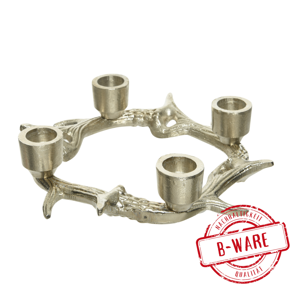 Kerzenhalter Geweih aus Aluminium in Silber