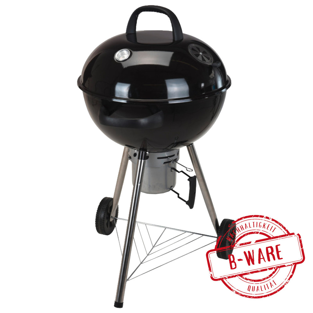Kugelgrill fahrbar Edelstahl Schwarz 53 cm - B-Ware