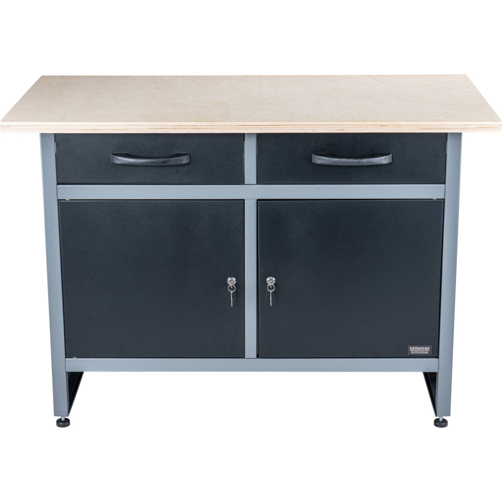 GERMANIA&reg; Werkbank mit Metallgestell und Holz-Arbeitsplatte image number 1