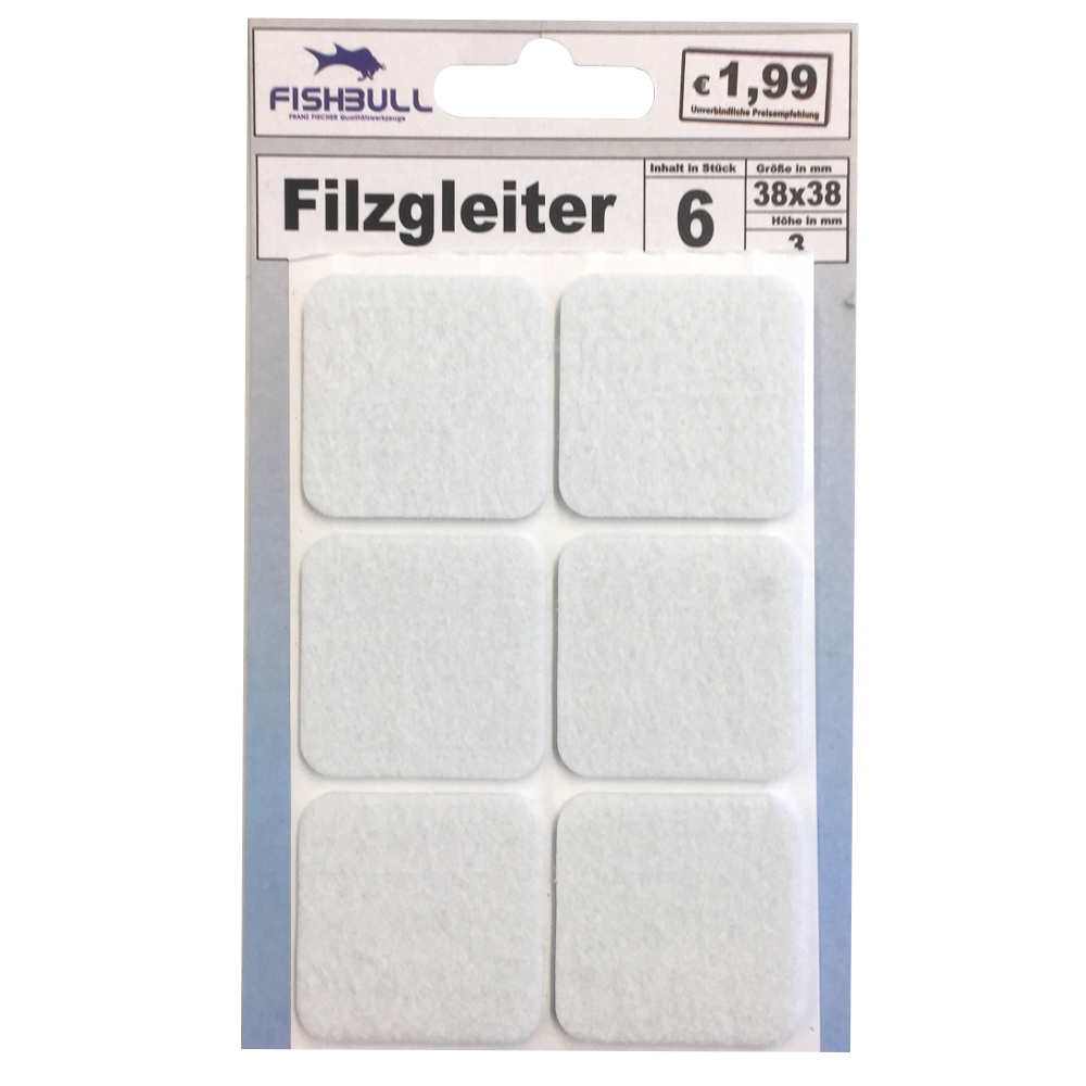 Filzgleiter 38x38 mm 6 Stück selbstklebend quadratisch in weiß