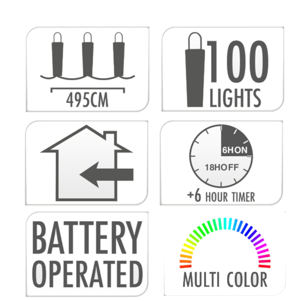 LED-Lichterkette 100 LED bunt aus Silberdraht image number 1