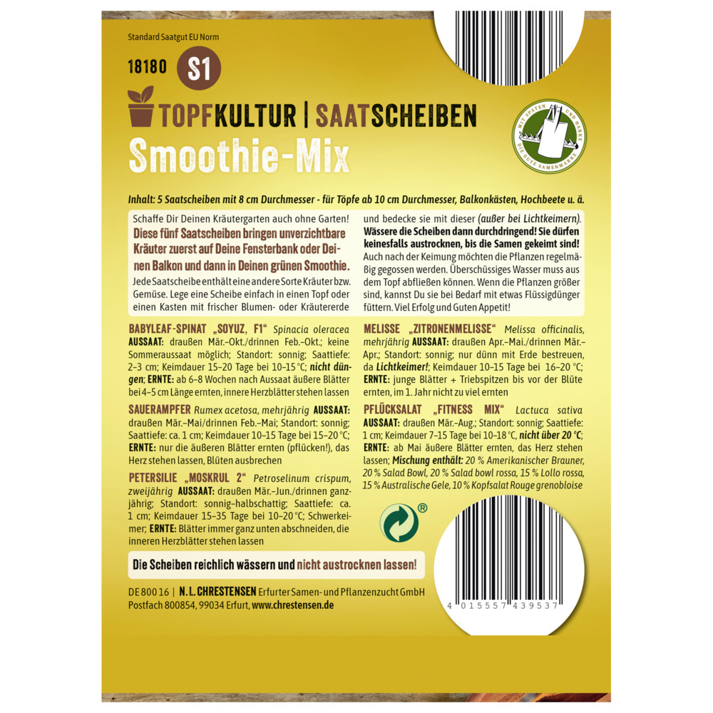 Saatscheiben Smoothie-Kräuter-Mix 5 Scheiben image number 1