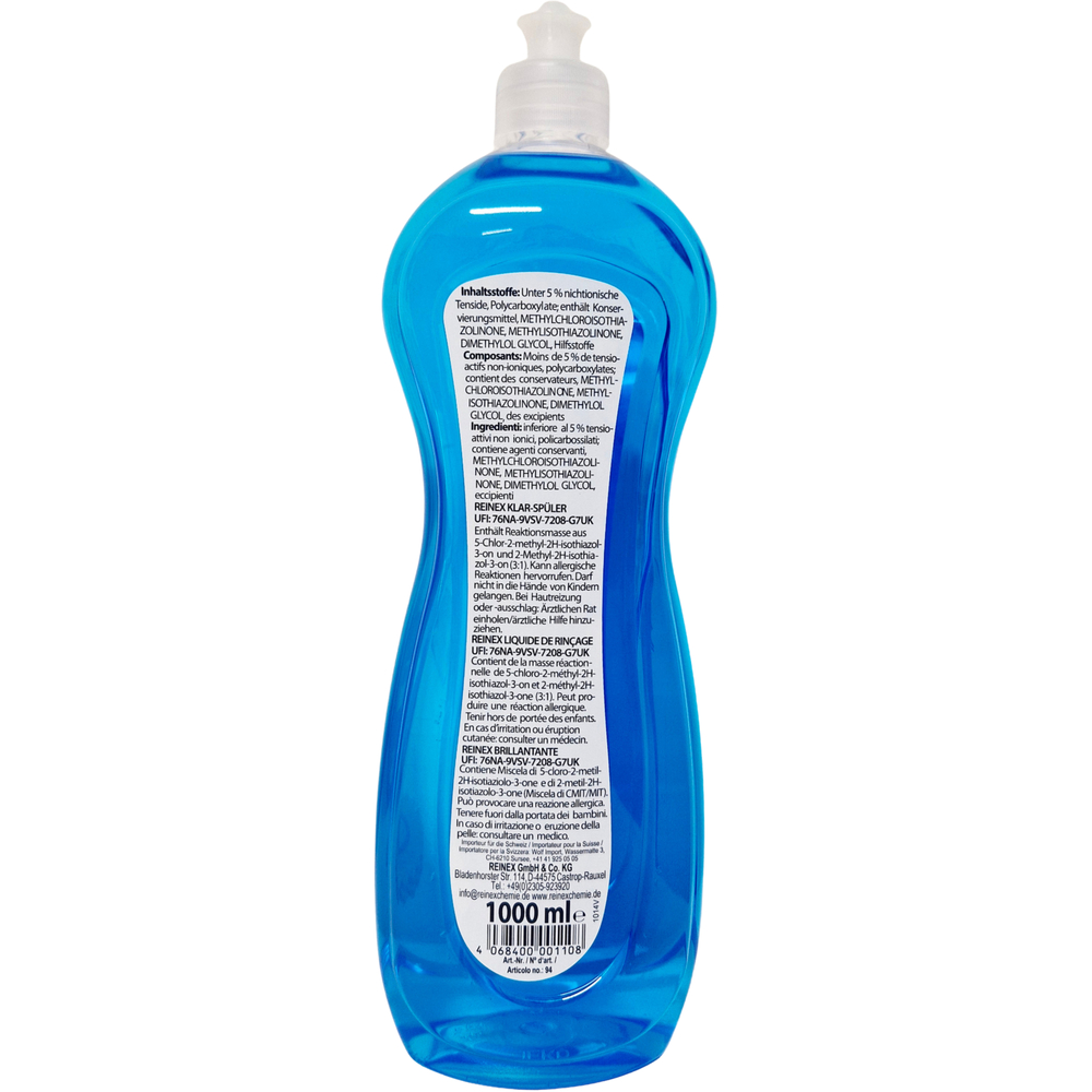Reinex Klarsp&uuml;ler 1 Liter mit Zitronenduft, f&uuml;r die Geschirrsp&uuml;lmaschinen image number 1
