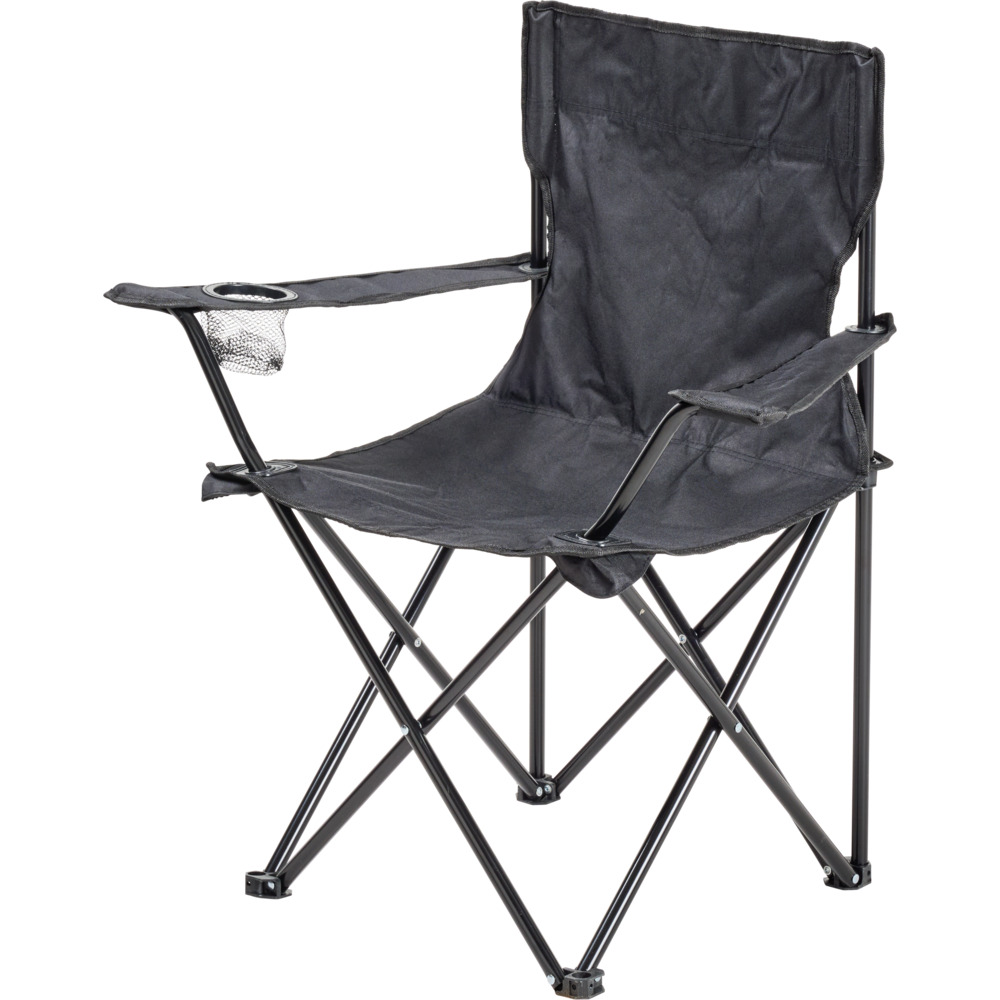 Campingstuhl klappbar schwarz mit Metallgestell und Tragetasche
