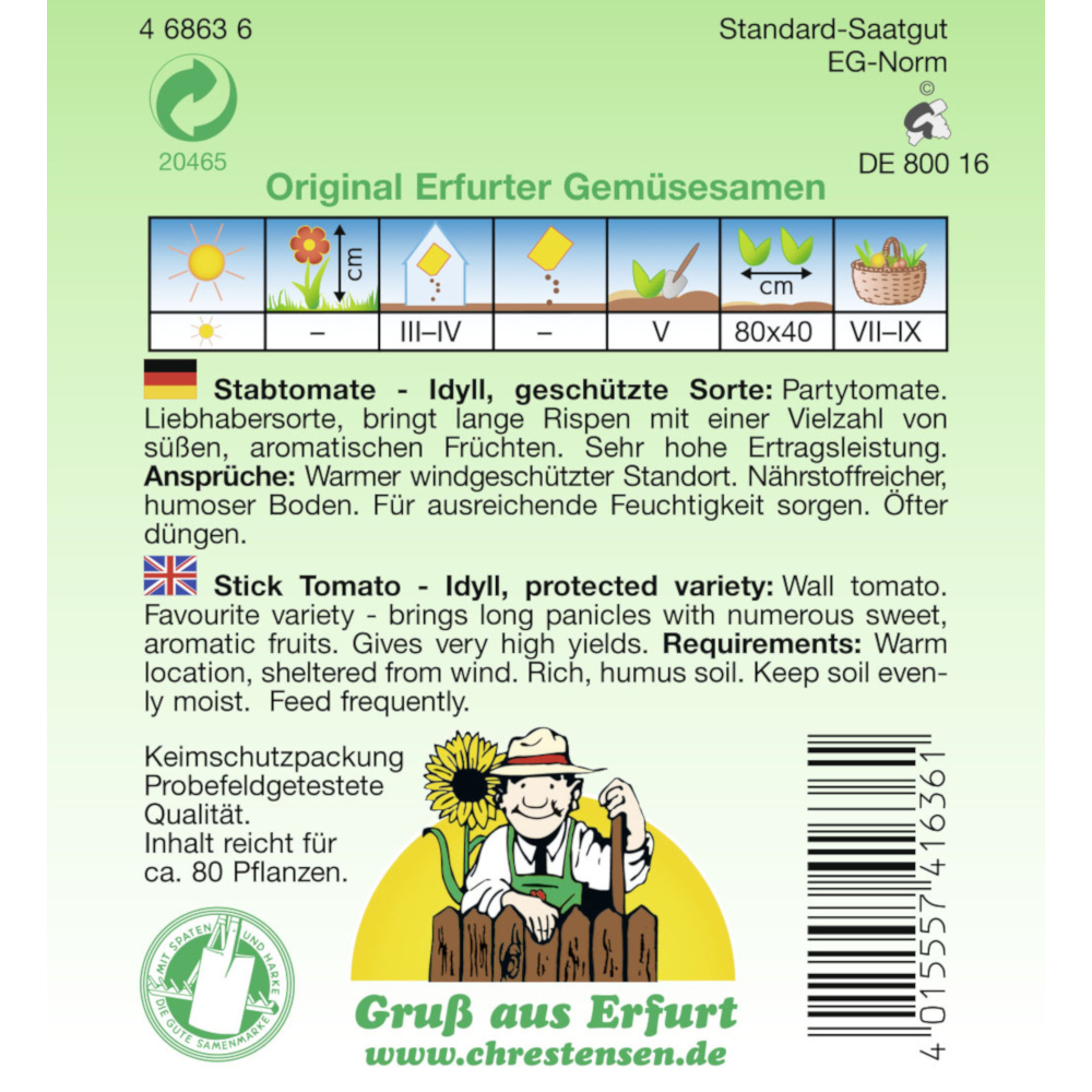 Saatgut Stabtomate Idyll GS ca. 80 Pflanzen image number 1