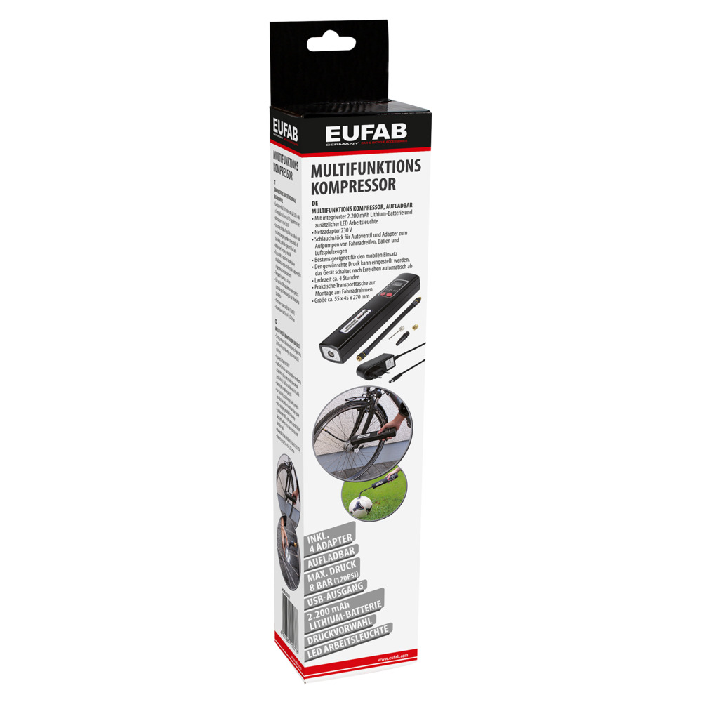 Akku-Kompressor 2200 mAh mit Powerbank und Aufsätzen image number 6
