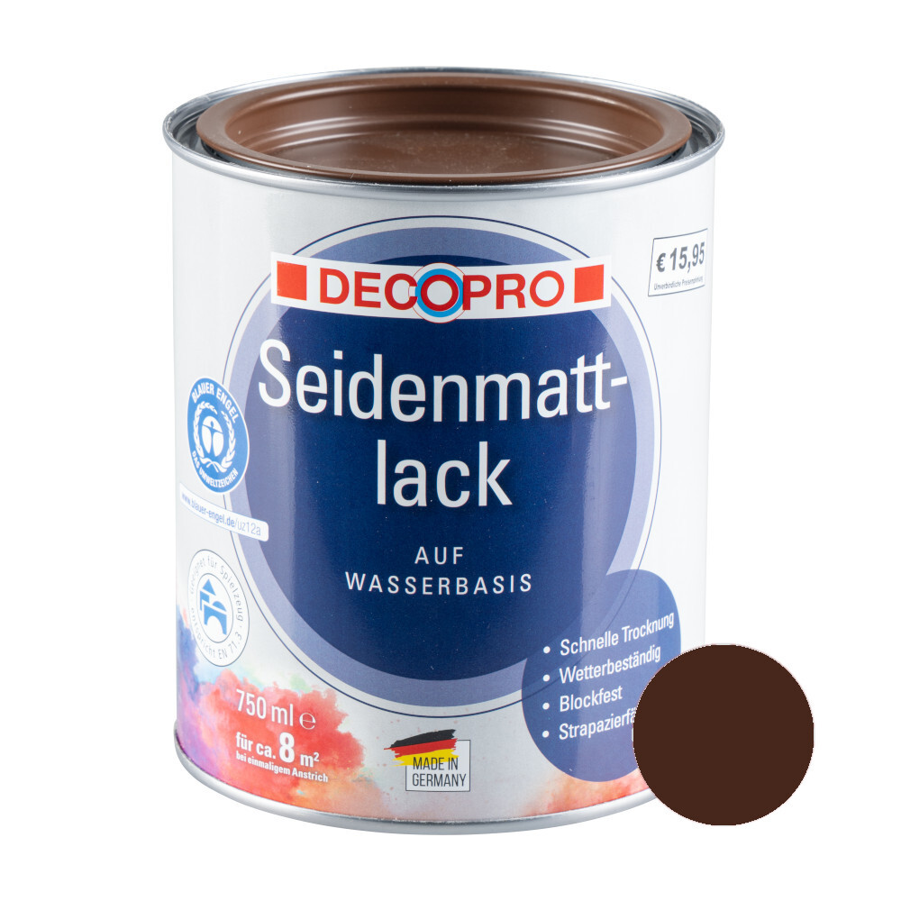 DECOPRO Acryl Seidenmattlack nussbraun RAL 8011 für innen und außen