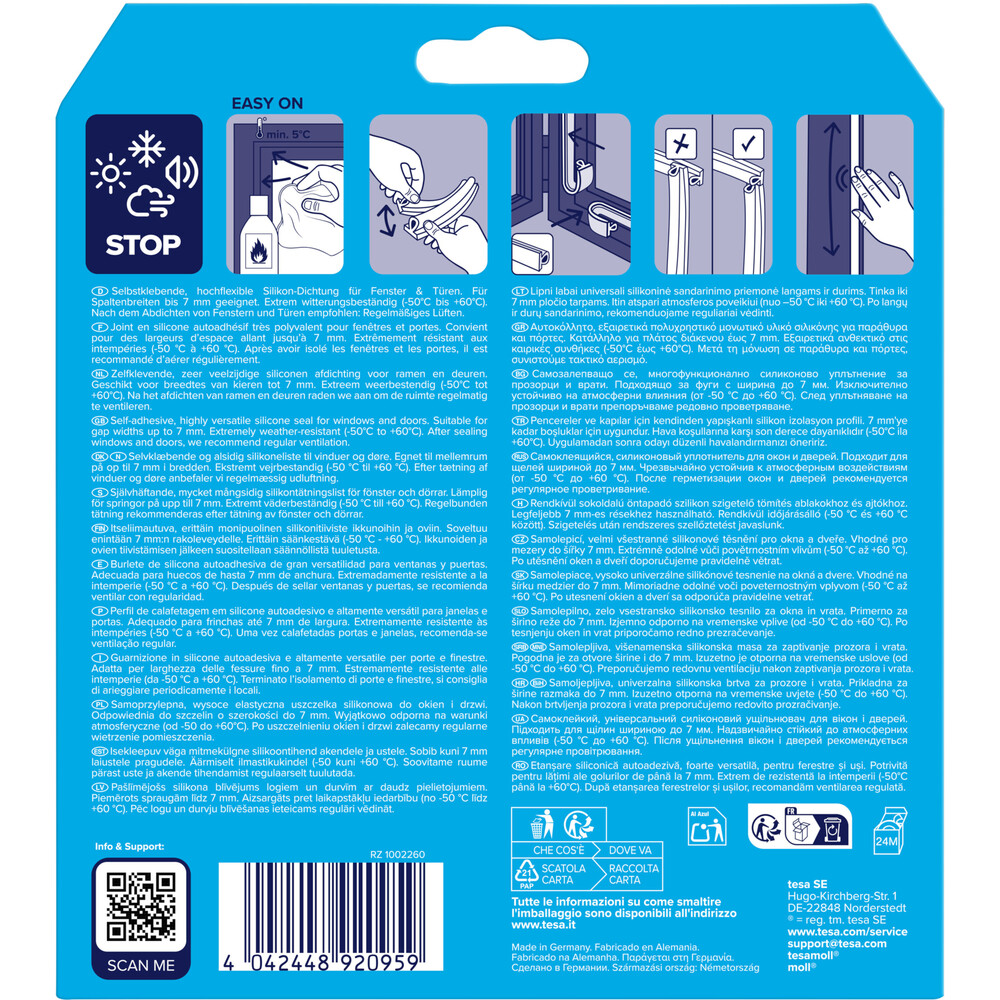 tesa&reg; Insulation Premium Dichtungsband Silikon 6 m transparent image number 1