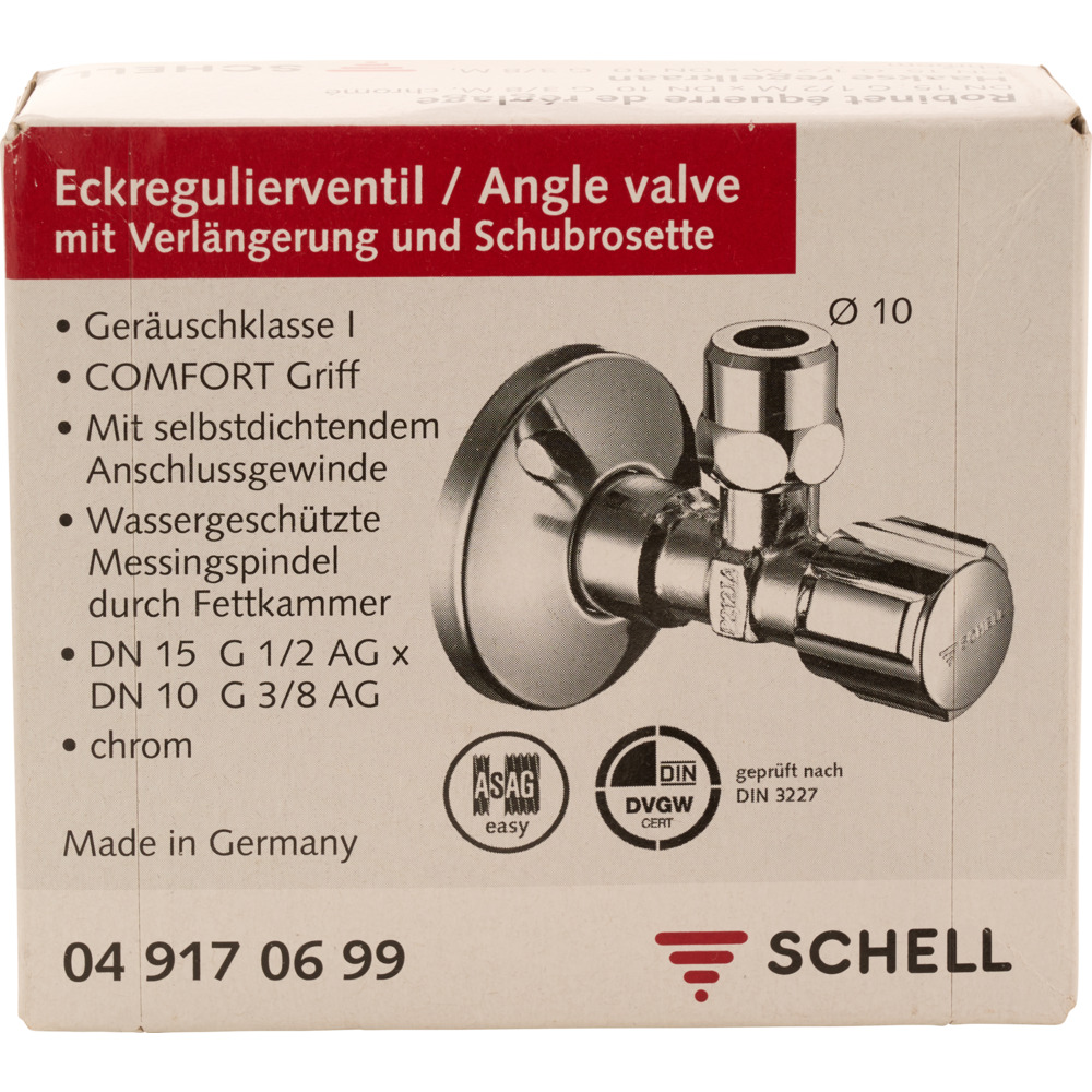 Eckregulierventil mit Verl&auml;ngerung und Schubrosette 1/2"AG x 10 mm image number 3