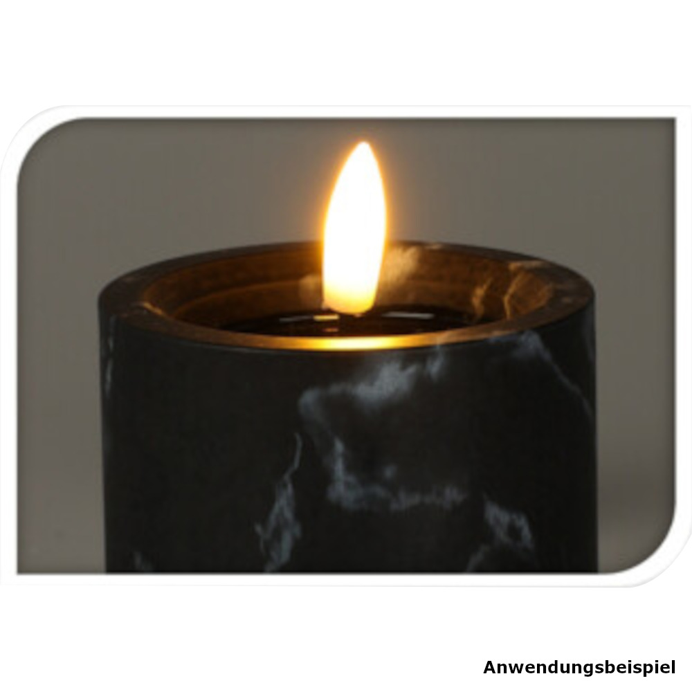 LED-Echtwachskerze 7,5 x 10 cm in Schwarz mit Timer image number 1