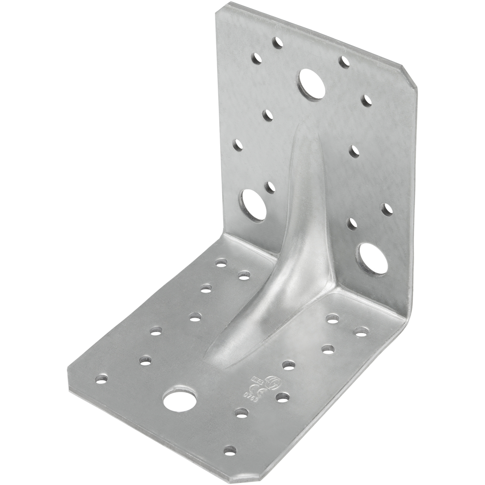 Lochplattenwinkel 105 x 105 x 90 mm aus Stahl mit Steg