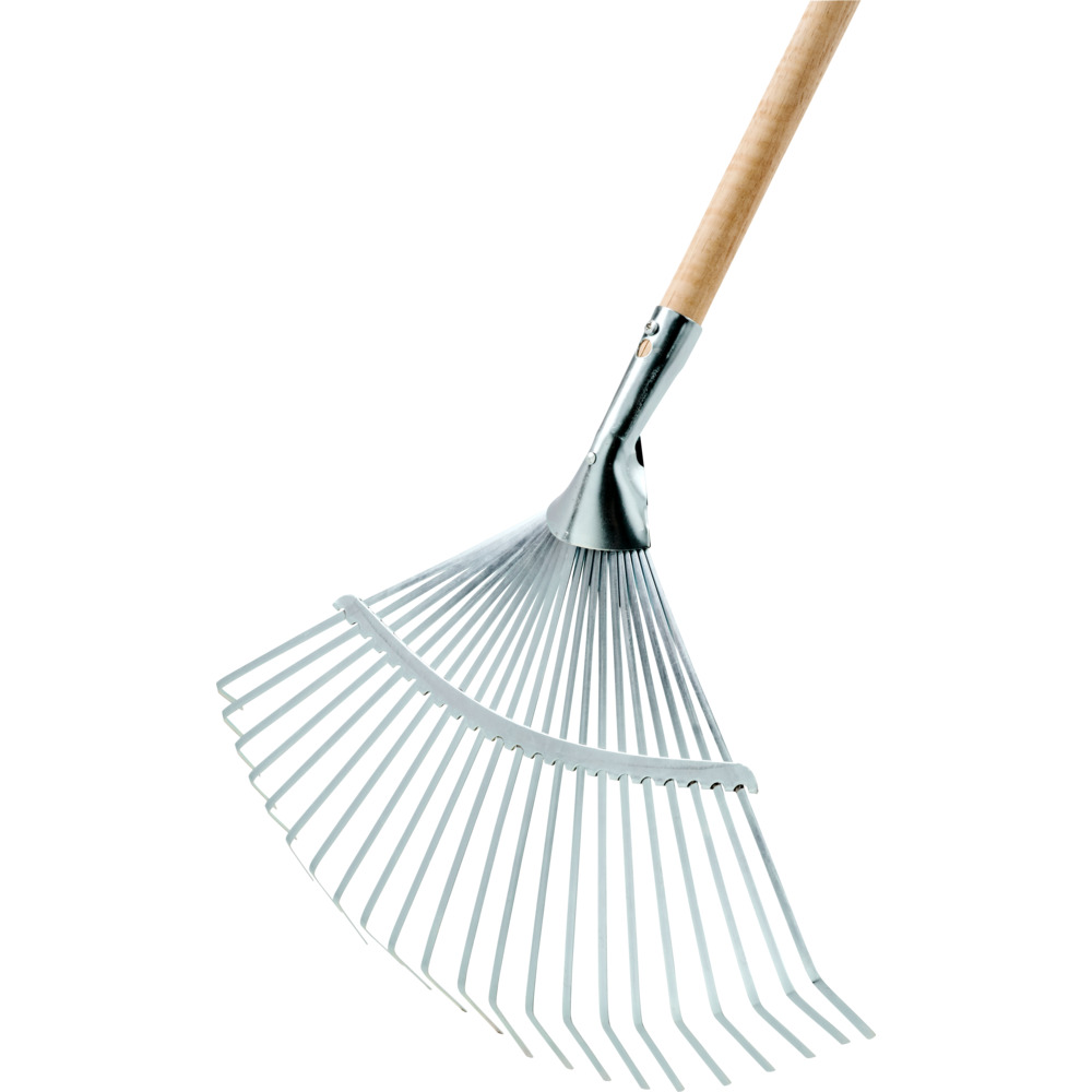 Fächerbesen 22 Zinken Stahl verzinkt mit Holzstiel image number 1