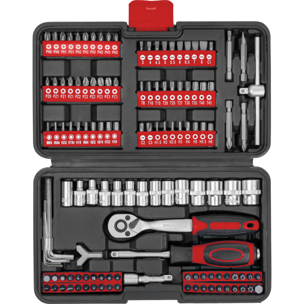 GERMANIA® Steckschlüssel und Bitsatz Set 130-teilig aus CV-Stahl im Koffer image number 1