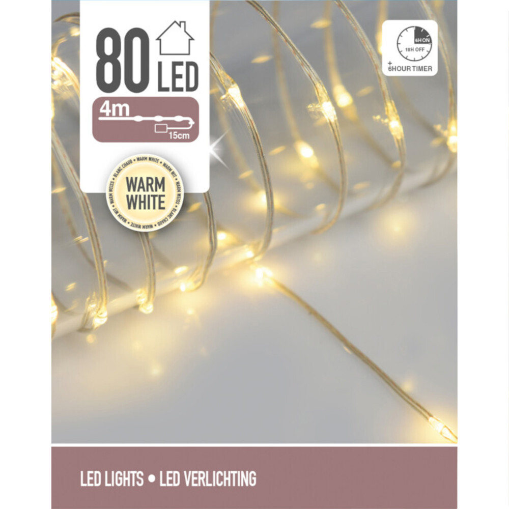 LED-Lichtschlauch 4 m mit 80 LEDs warmweiß und Timerfunktion