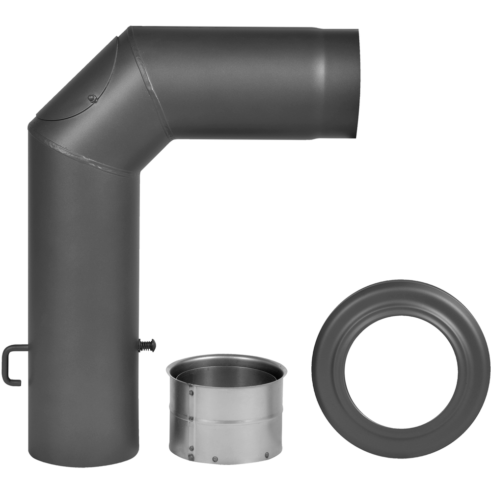 Rauchrohranschluss-Set &Oslash; 150 mm 3-tlg. mit 90&deg; Winkelrohr