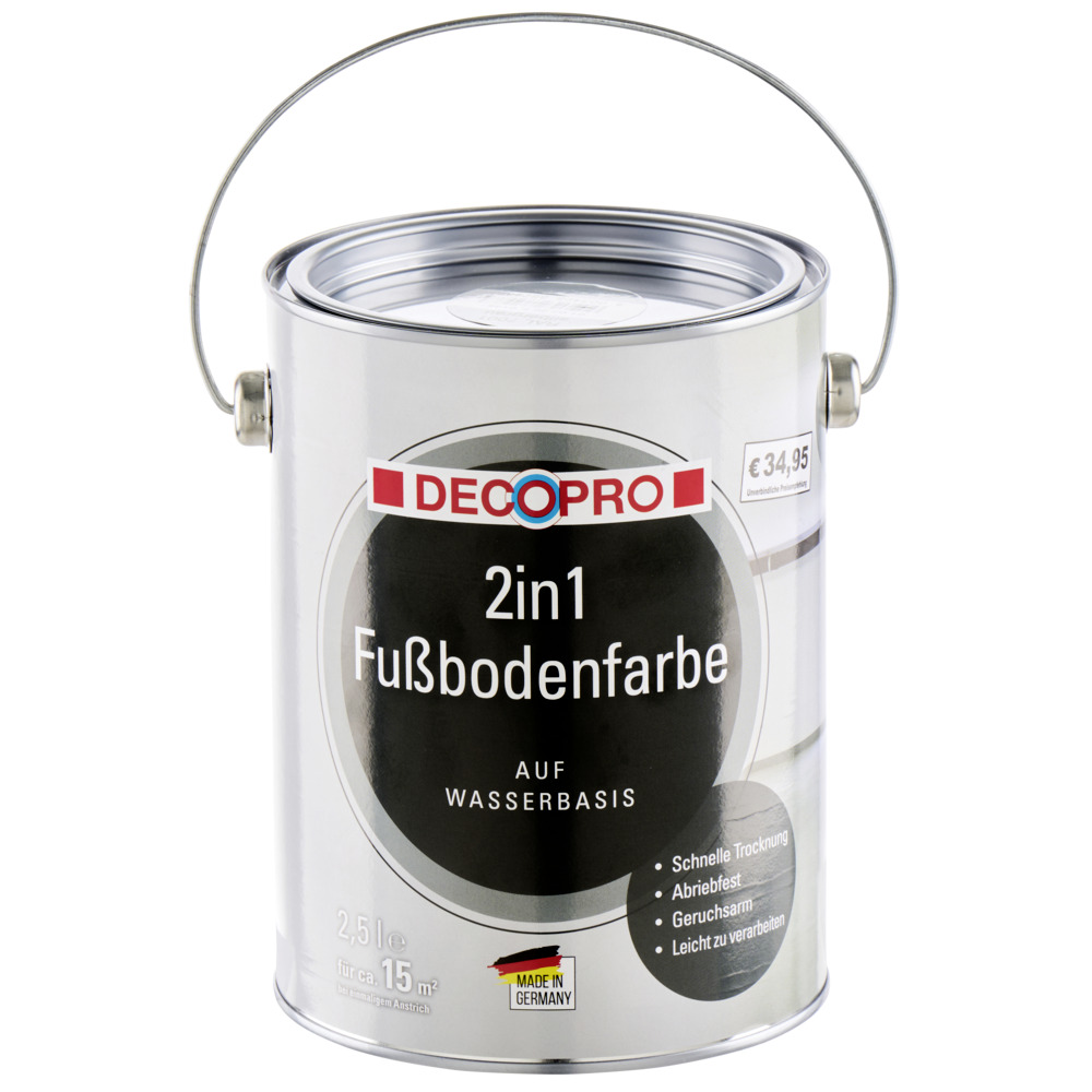 DECOPRO 2in1 Fußbodenfarbe 2,5 Liter in Silbergrau