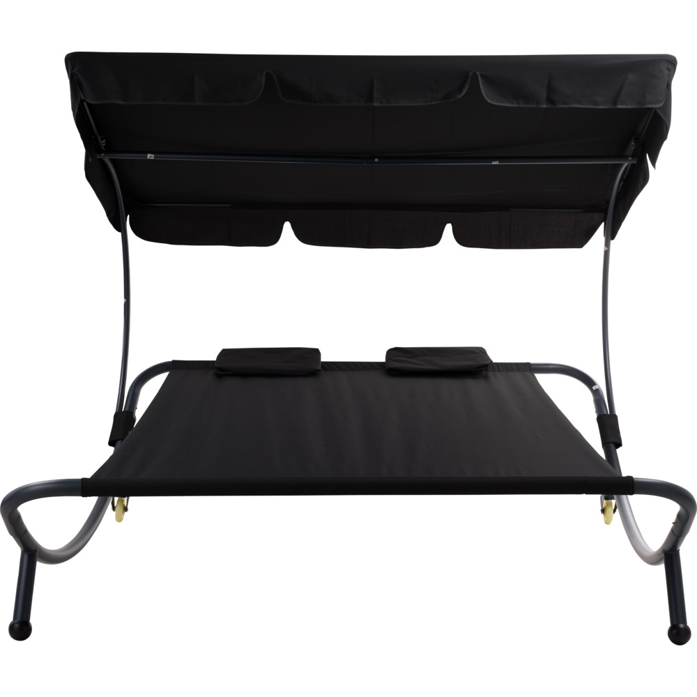 Doppel-Sonnenliege mit Dach schwarz image number 2