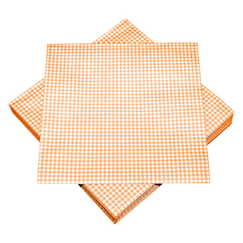 Servietten mit Motiv Karos orange, 20 Stück