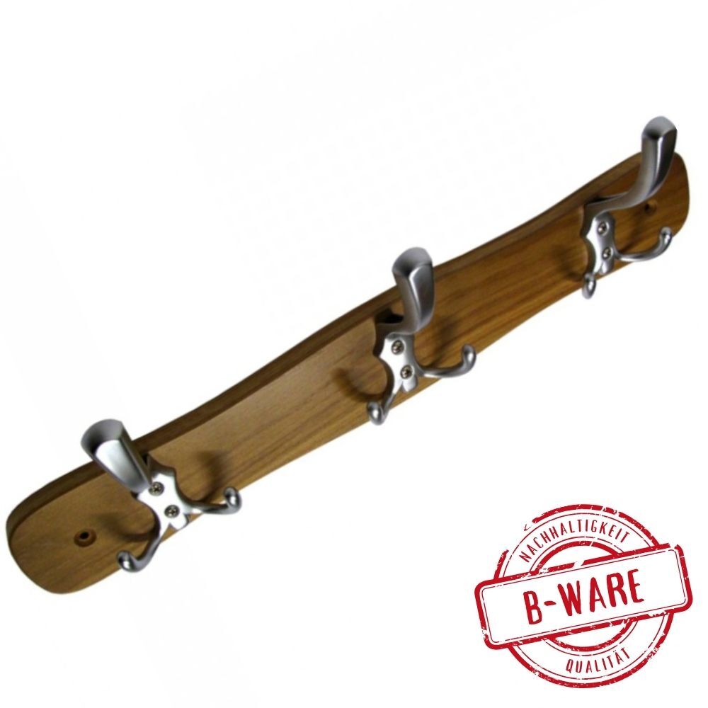 Kleiderhaken Eiche mit matten Haken B-Ware