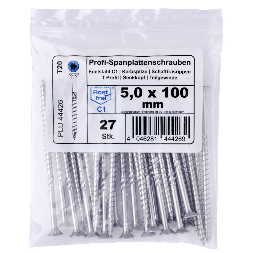 Spanplattenschraube 5,0x100 mm IVZ FISHBULL Vorteilspackung Senkkopf Teilgewinde Kerbspitze image number 1