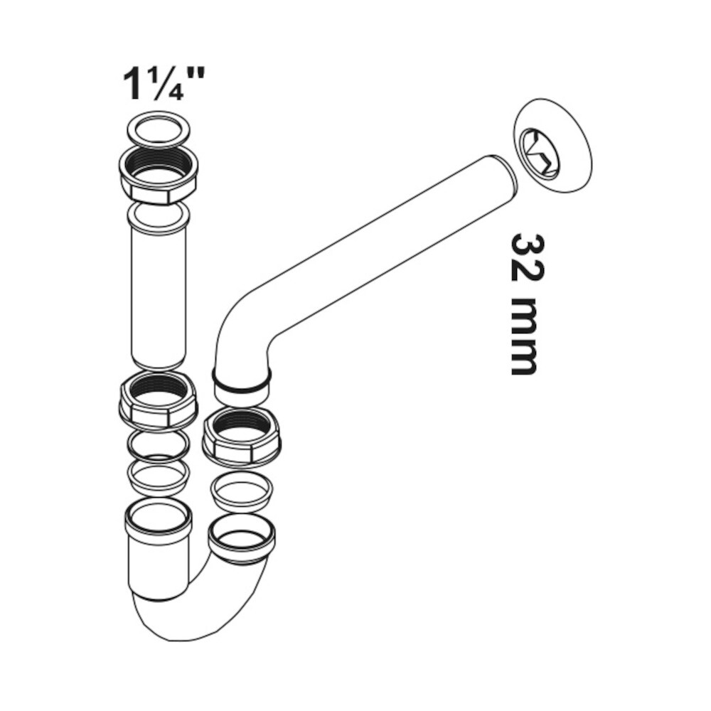 Waschtisch-Röhrensiphon Kunststoff weiß 1¼"" x 32 mm image number 3