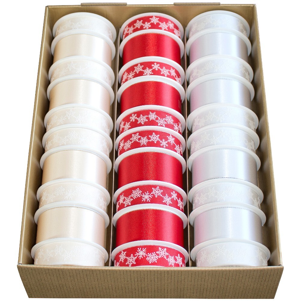 Geschenkband Merry X-Mas in verschiedenen Größen und Dekoren