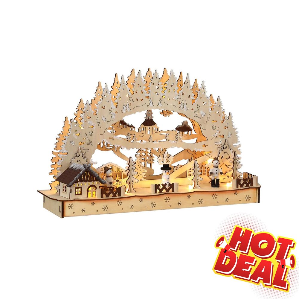 monzana® Weihnachts-LED-Schwibbogen Winterdorf