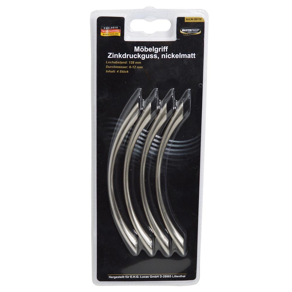 Möbelgriff aus Zinkdruckguss 128/6-12 mm 4-teilig nickelmatt