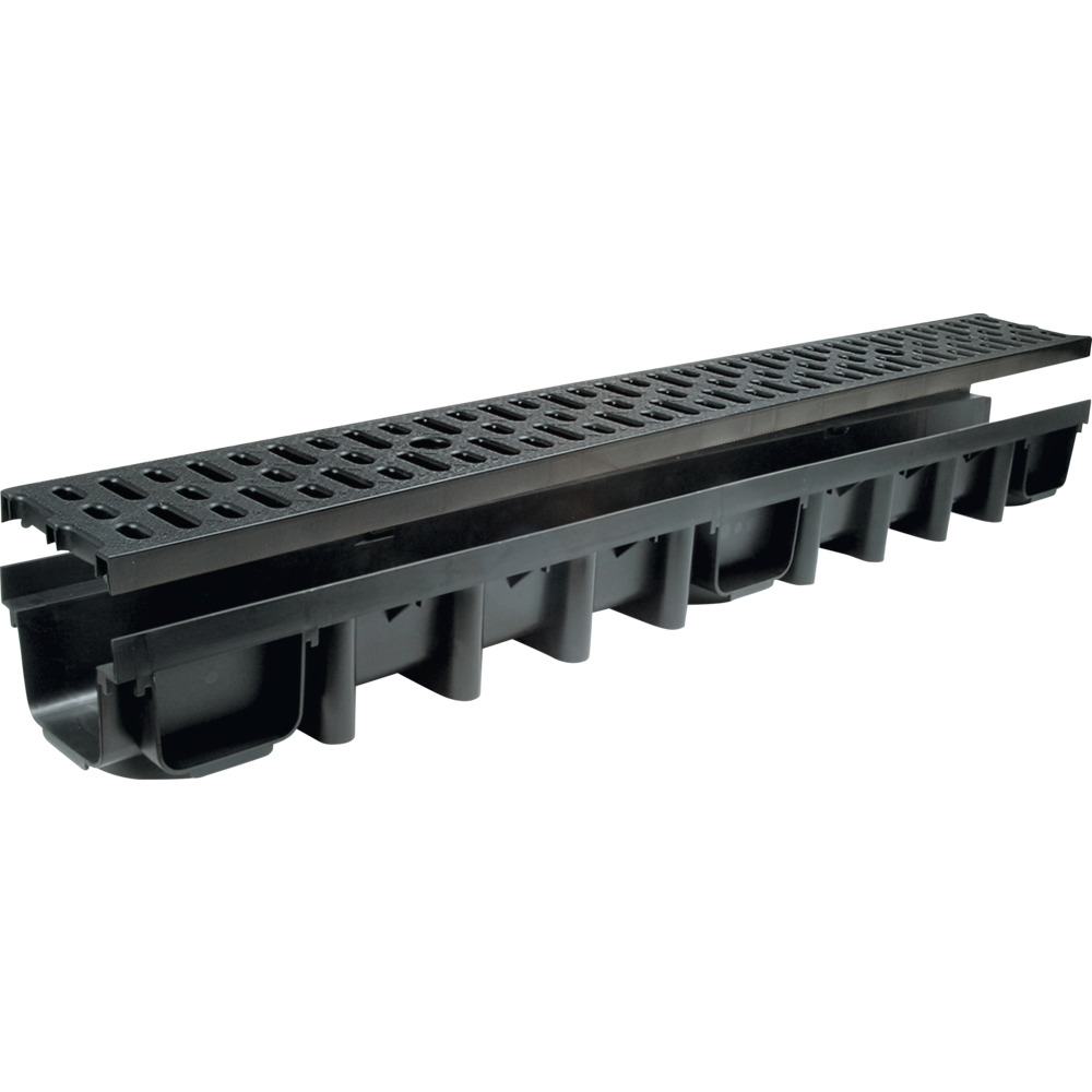 Entwässerungsrinne A15 1000 x 98 mm Gitter schwarz