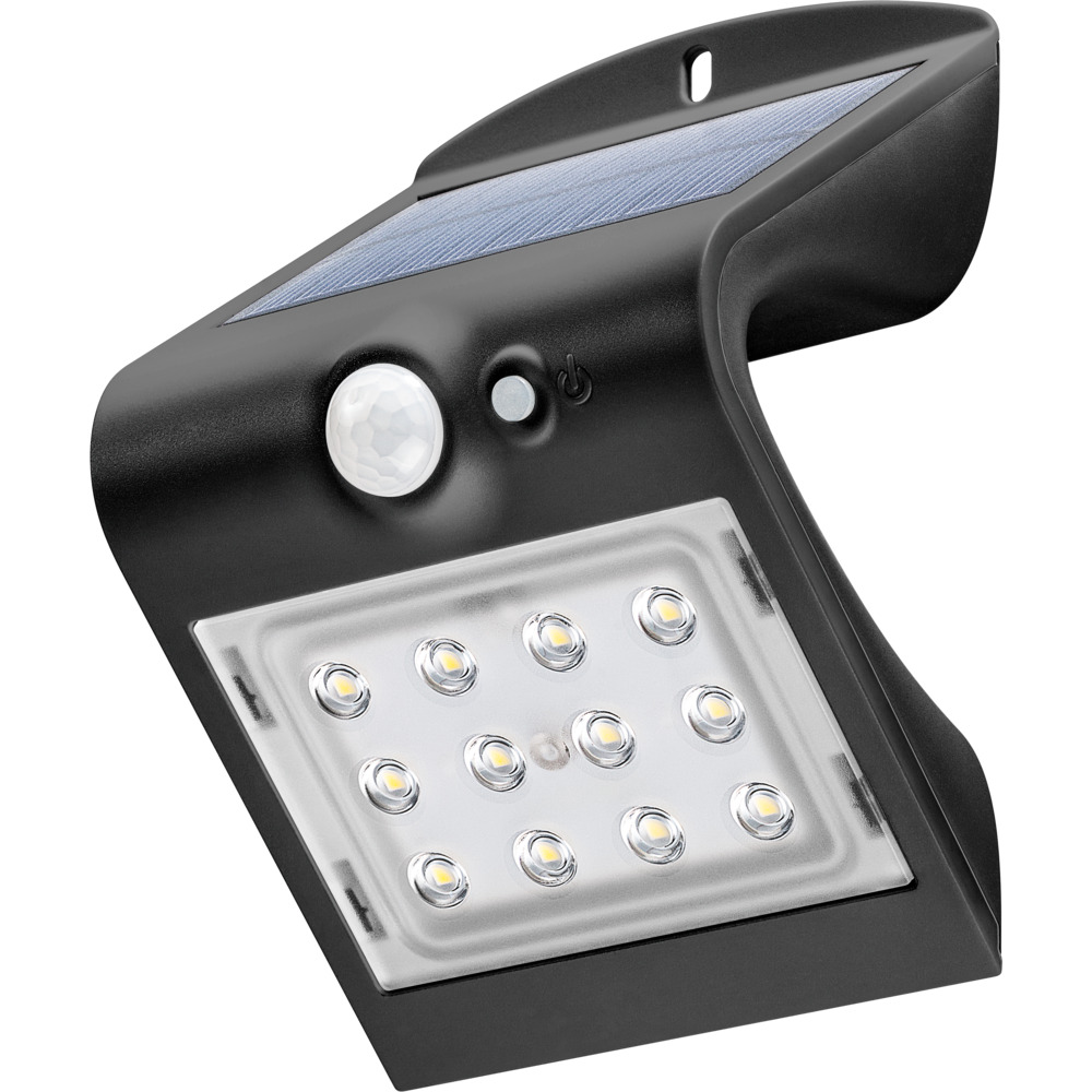 LED Wandleuchte solarbetrieben schwarz mit 14 LED und PIR-Sensor