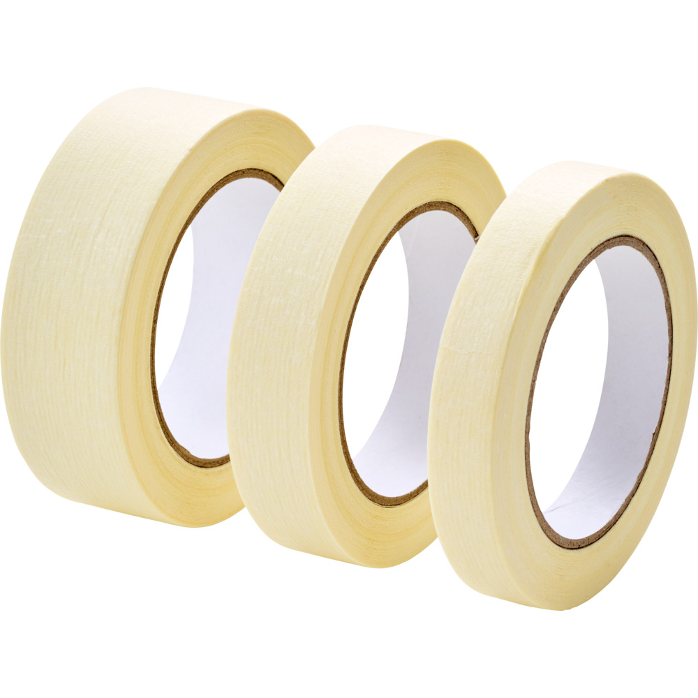 Flach-Kreppband-Set 3-teilig, 18 / 24 / 36 mm x 40 m