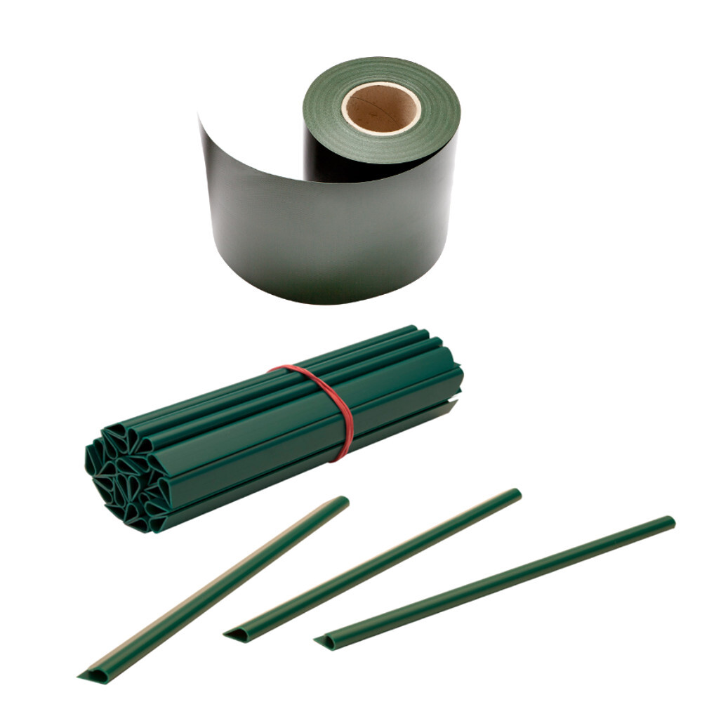 Zaun Sichtschutz und Windschutz A1-Blickdicht auf Rolle 19 cm Breit grün 3 Stück image number 0