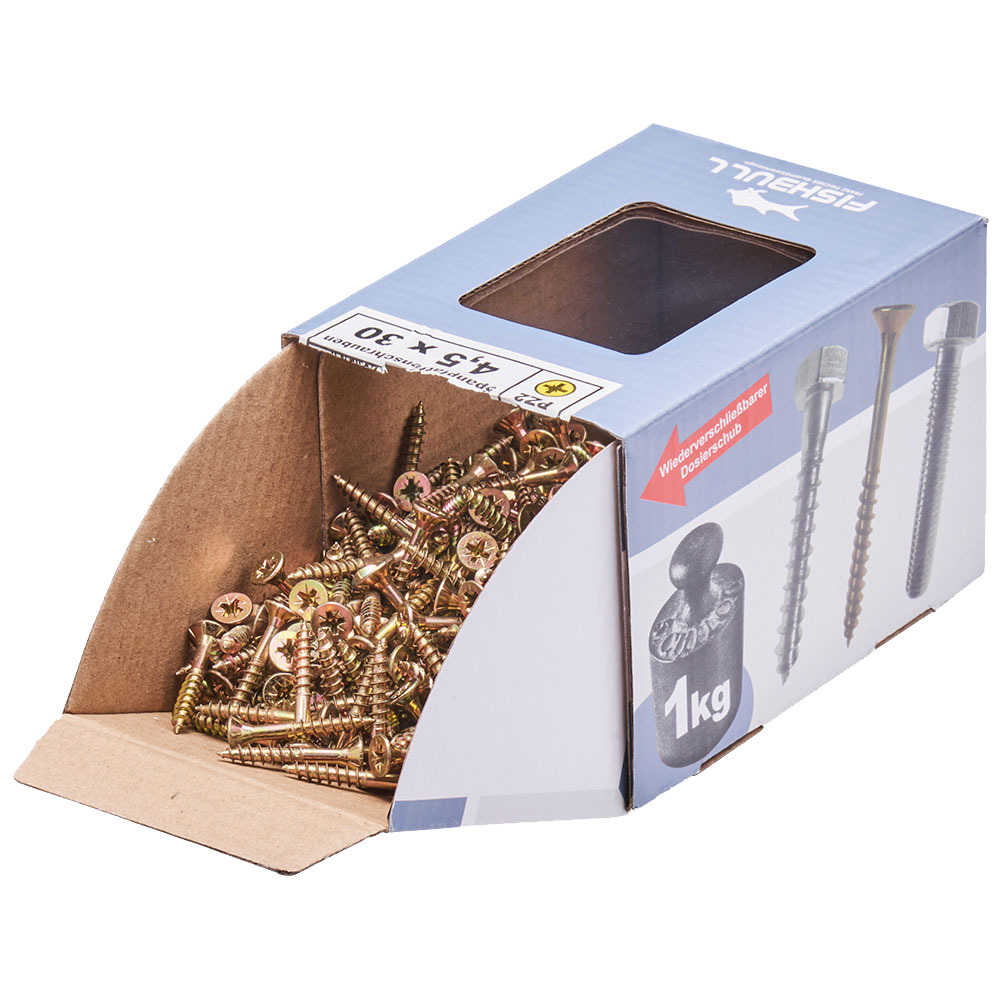 Spanplattenschraube 4,5x30 mm PZ 1kg FISHBULL-Pack Senkkopf Teilgewinde Kreuzschlitz image number 3