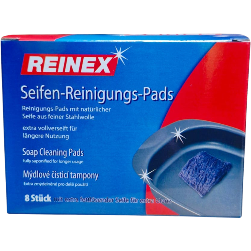 Reinex Reinigungs-Pads Stahlwolle mit Seife 8 St&uuml;ck