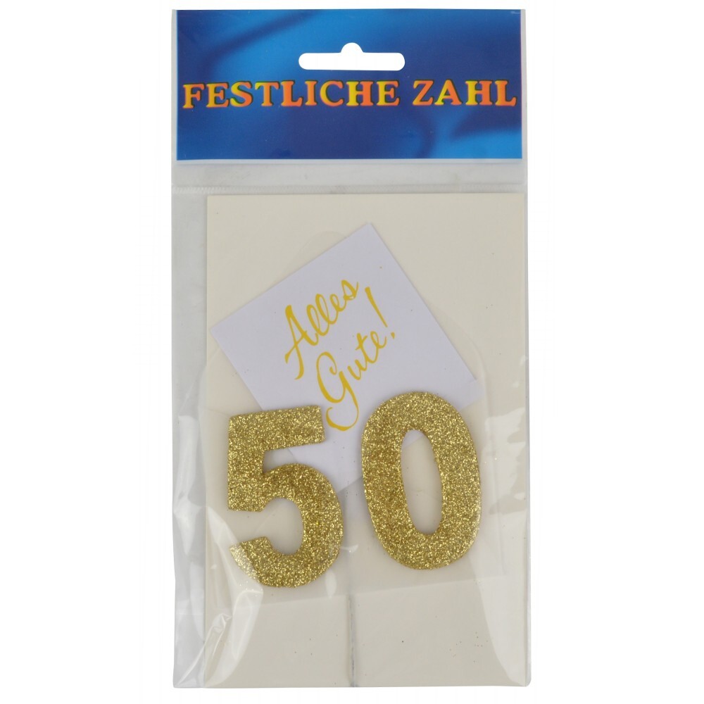 Grußkärtchen Festliche Zahl 50 in Gold 7 x 5 cm image number 0