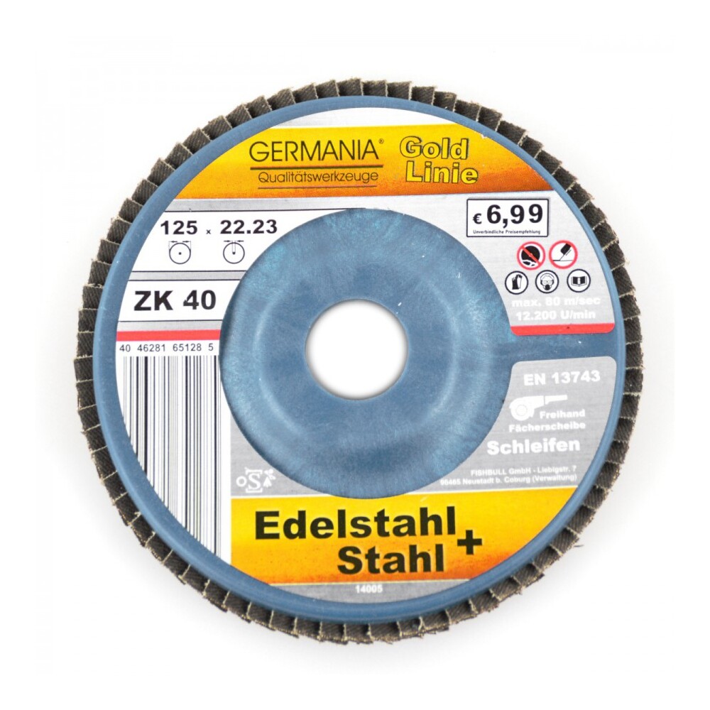 Fächerscheibe 125x22,23 ZK40 Edelstahl Stahl Schleifscheibe Lamellenscheibe