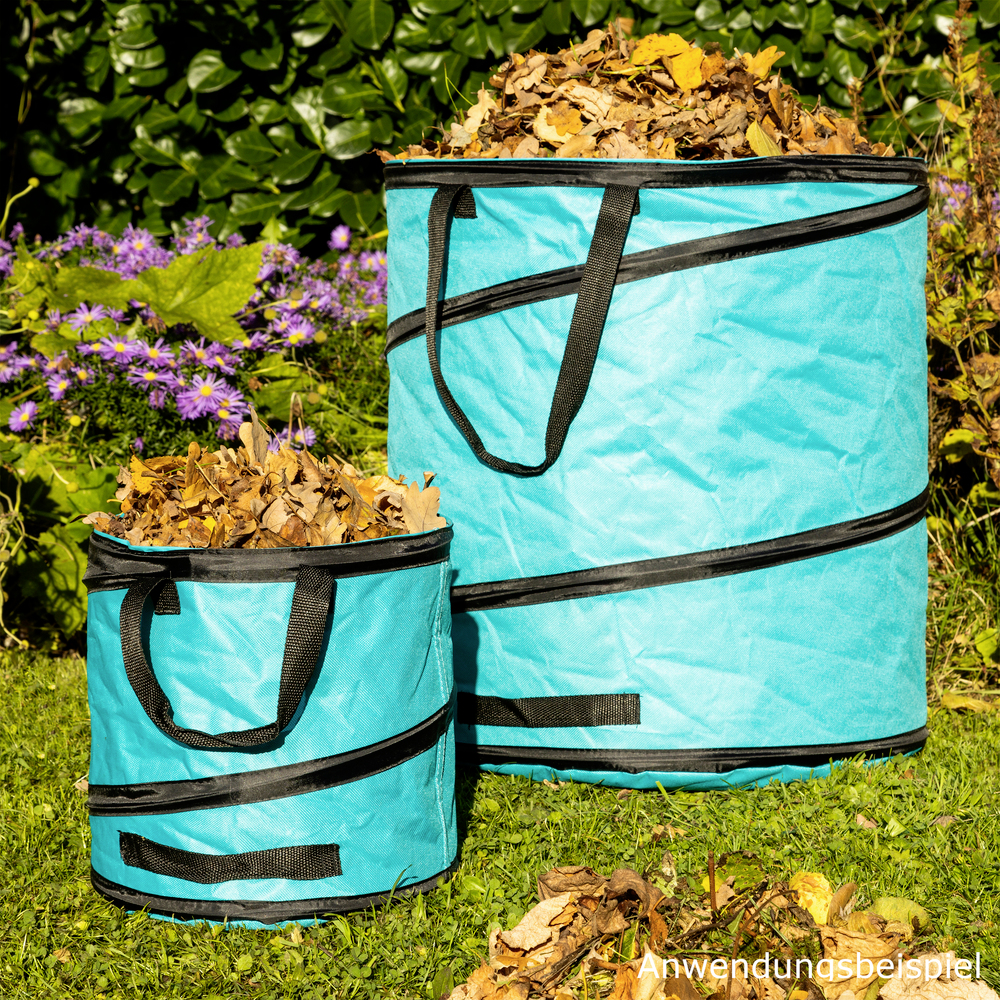 2er Set Garten-Laubsack Pop-up 15 & 85 Liter, türkis selbststehend image number 1