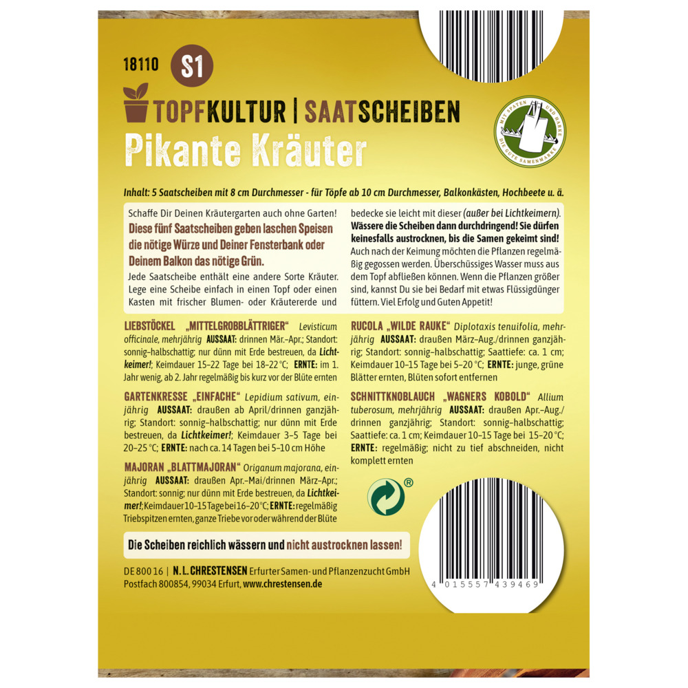 Saatscheiben pikanter Kräuter-Mix 5 Scheiben image number 1