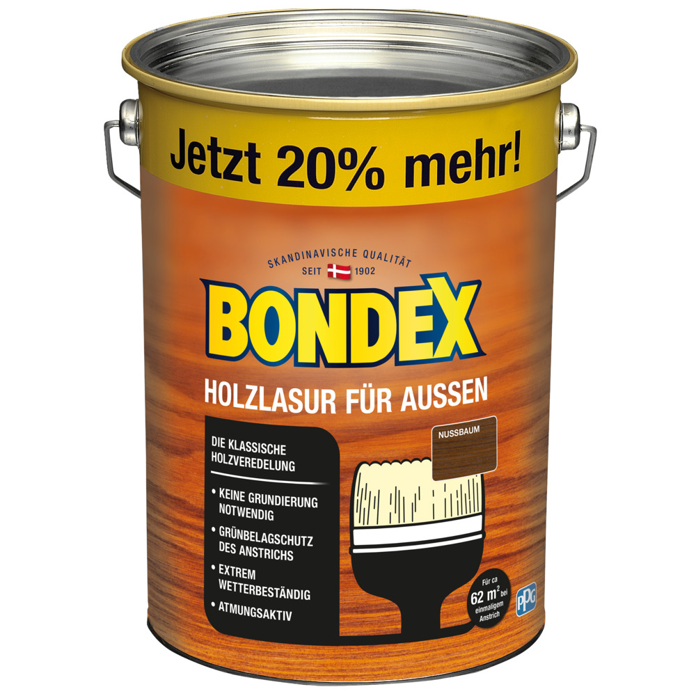 BONDEX Holzschutzlasur 4,8 Liter in Nussbaum, für Außen
