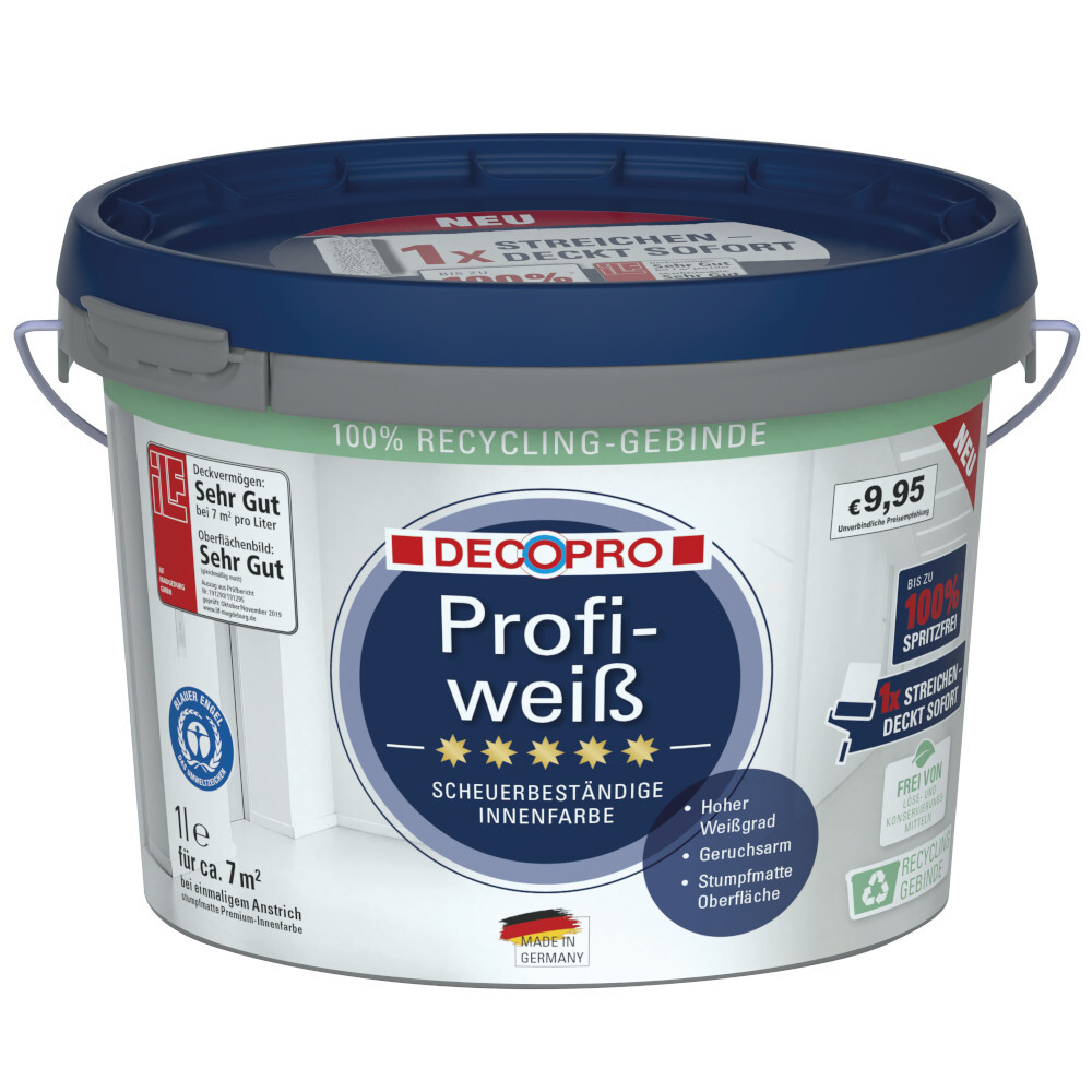 DECOPRO Profiweiß 1 Liter matt hochdeckend image number 0