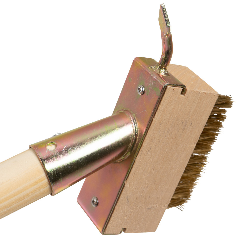 Fugenbürste mit Stahlkratzer, Metallborsten und Holzstiel
