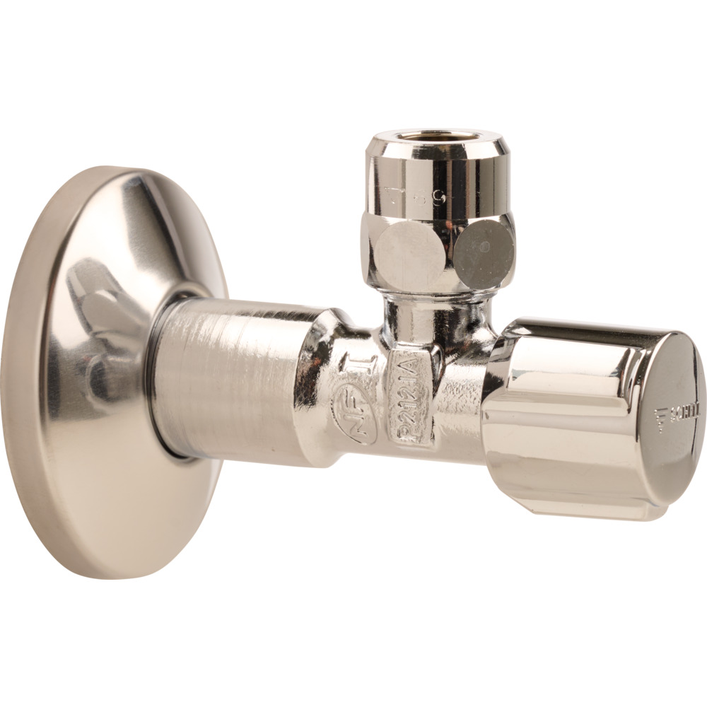 Eckregulierventil mit Verl&auml;ngerung und Schubrosette 1/2"AG x 10 mm