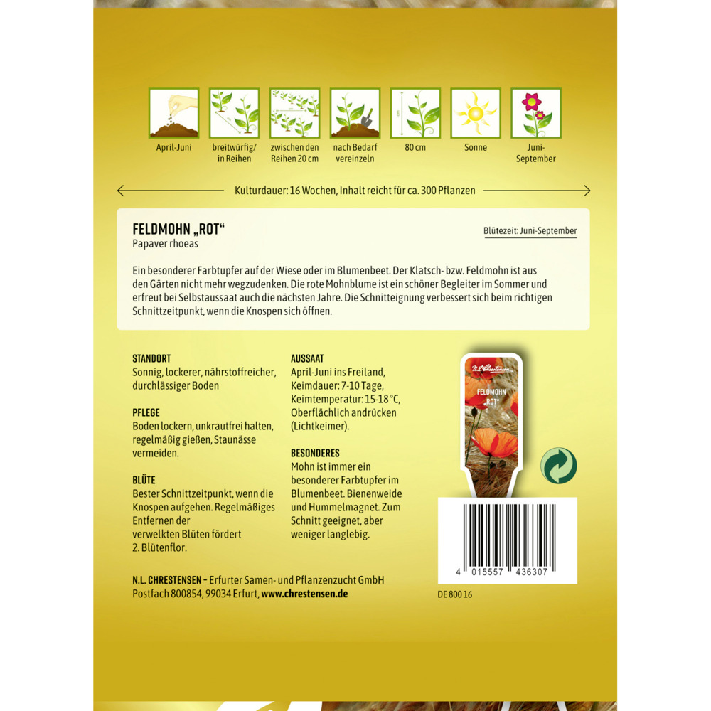 Saatgut Feldmohn Rot image number 1