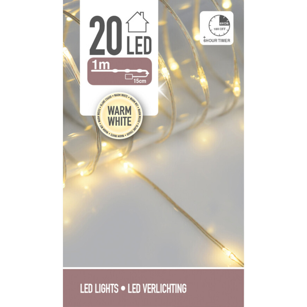 LED-Lichtschlauch 1 m mit 20 LEDs warmweiß und Timerfunktion image number 0