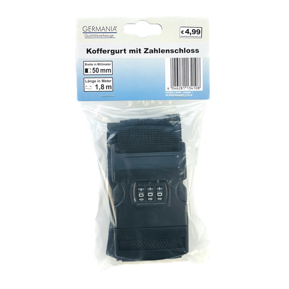 Koffergurt 180 x 5 cm schwarz mit Zahlenschloss image number 1