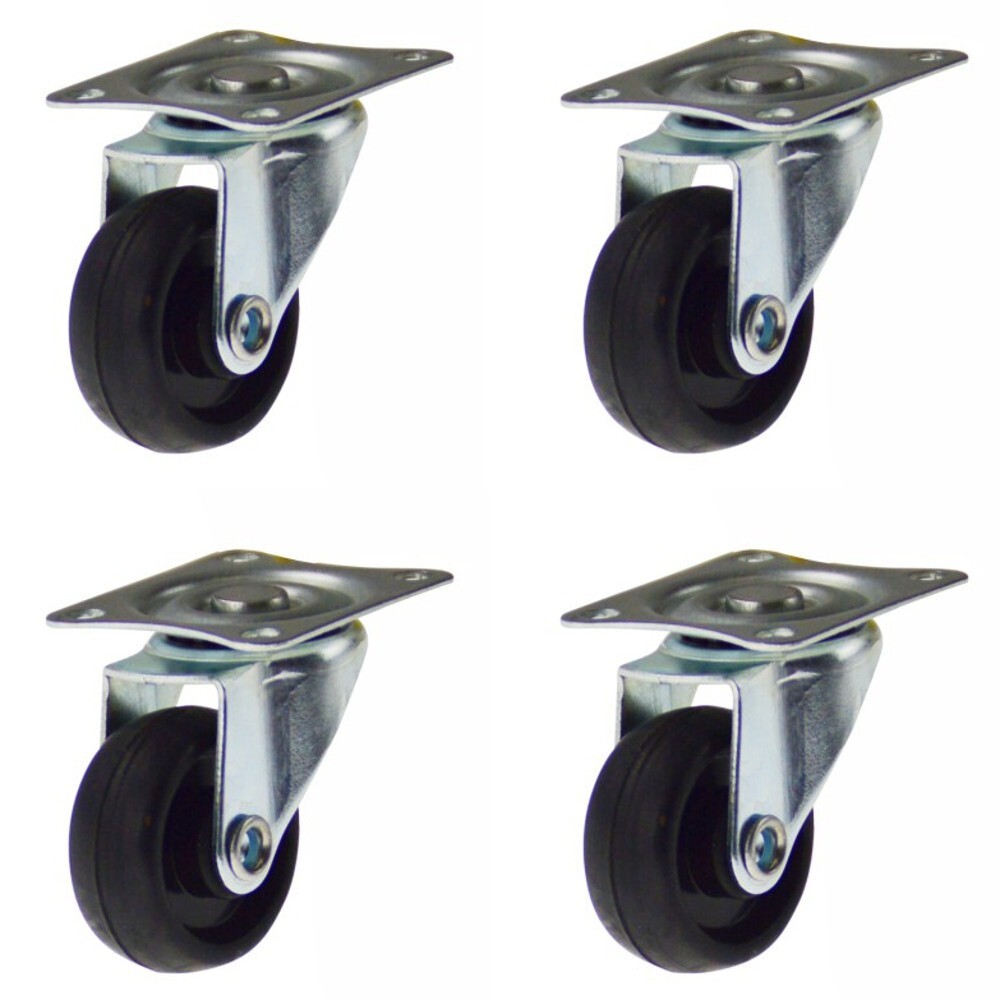 Lenkrollen Set Ø30 mm max.40kg Gummi 4Stück Lenkrollen Transportrollen Vollgummi