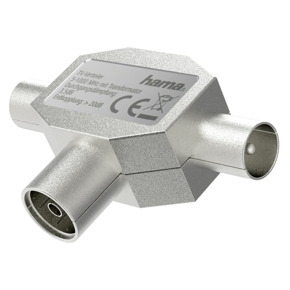 hama® Antennenverteiler  1 x Kupplung - 2 x Stecker